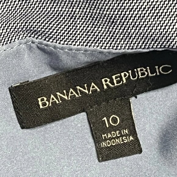 Banana Republic Dress 10 Off Shoulder Sheath Chambray Blue A-Line Ruffle Stretch - Picture 8 of 9